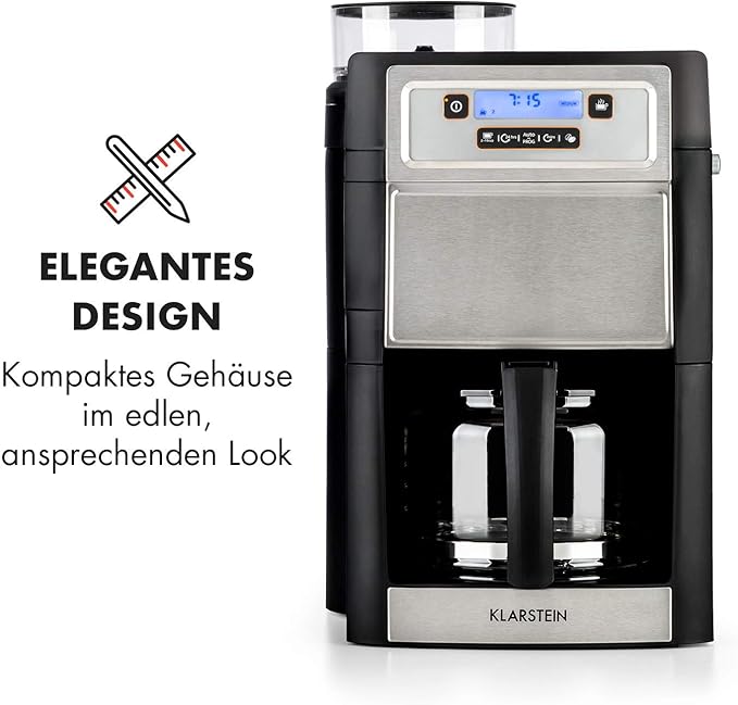 Klarstein Aromatica II Coffee Machine with Grinder — Silver